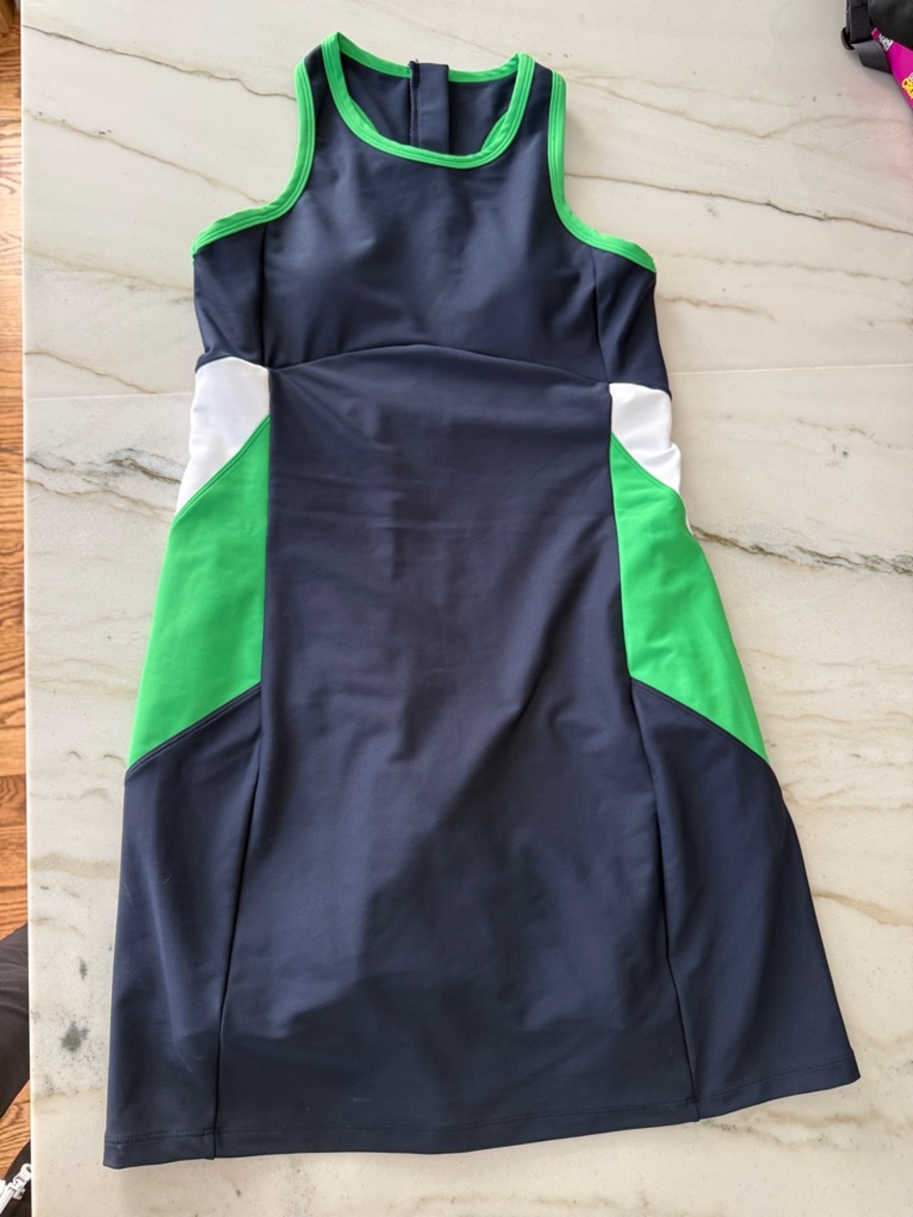 Sage Tennis Dress with Green Trim and White Accents